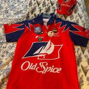 Talladega Knights Ricky Bobby Button Up Costume Shirt and Hat MENS SIZE SMALL